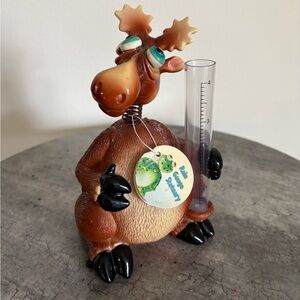 Vintage Tim Twinkler Mini Wobbler Moose Rain Gauge Whimsical Garden Lawn Deck